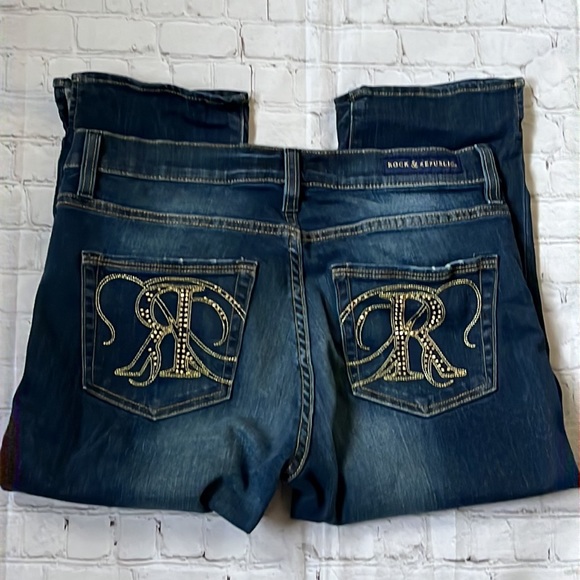ROCK & REPUBLIC dark blue denim jeans. Woman’s size 10 - Picture 12 of 16